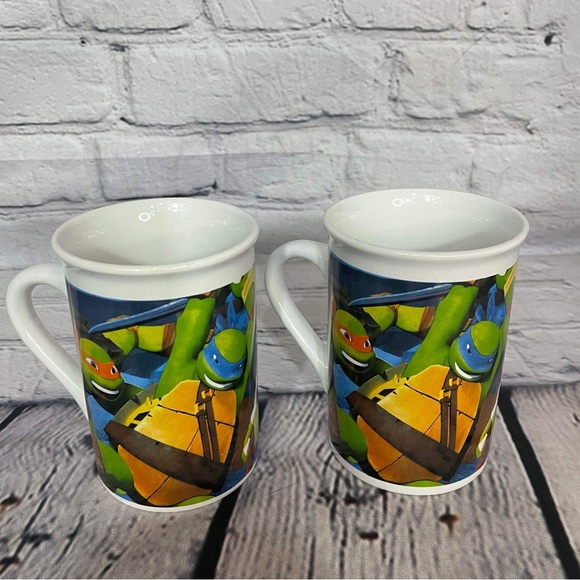 2014 2 Teenage Mutant Ninja Turtles Tmnt Mug Set Ceramic Coffee cocoa 10 oz - Picture 2 of 5